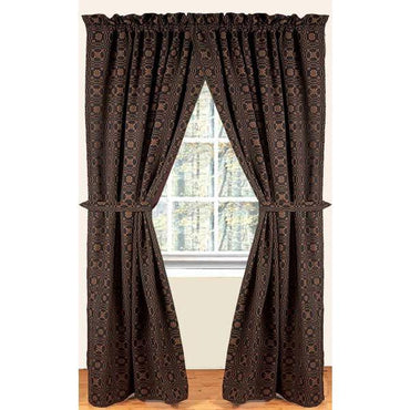 Black - Mustard Lover’???s Knot Jacquard Drapery 86" Panels - Lined - Interiors by Elizabeth