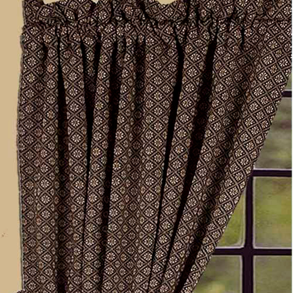 Black Nutmeg Kingston Jacquard Drapery 86" Panels Lined - Interiors by Elizabeth