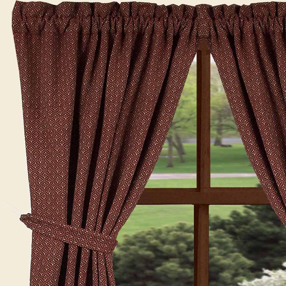 Barn Red-Oat Philmont Jacquard Drapery 86" Panels - Lined - Interiors by Elizabeth