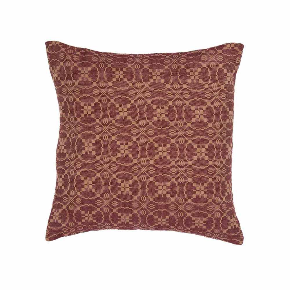 Barn Red-Tan Marshfield Jacquard Pillow Cover - Interiors by Elizabeth