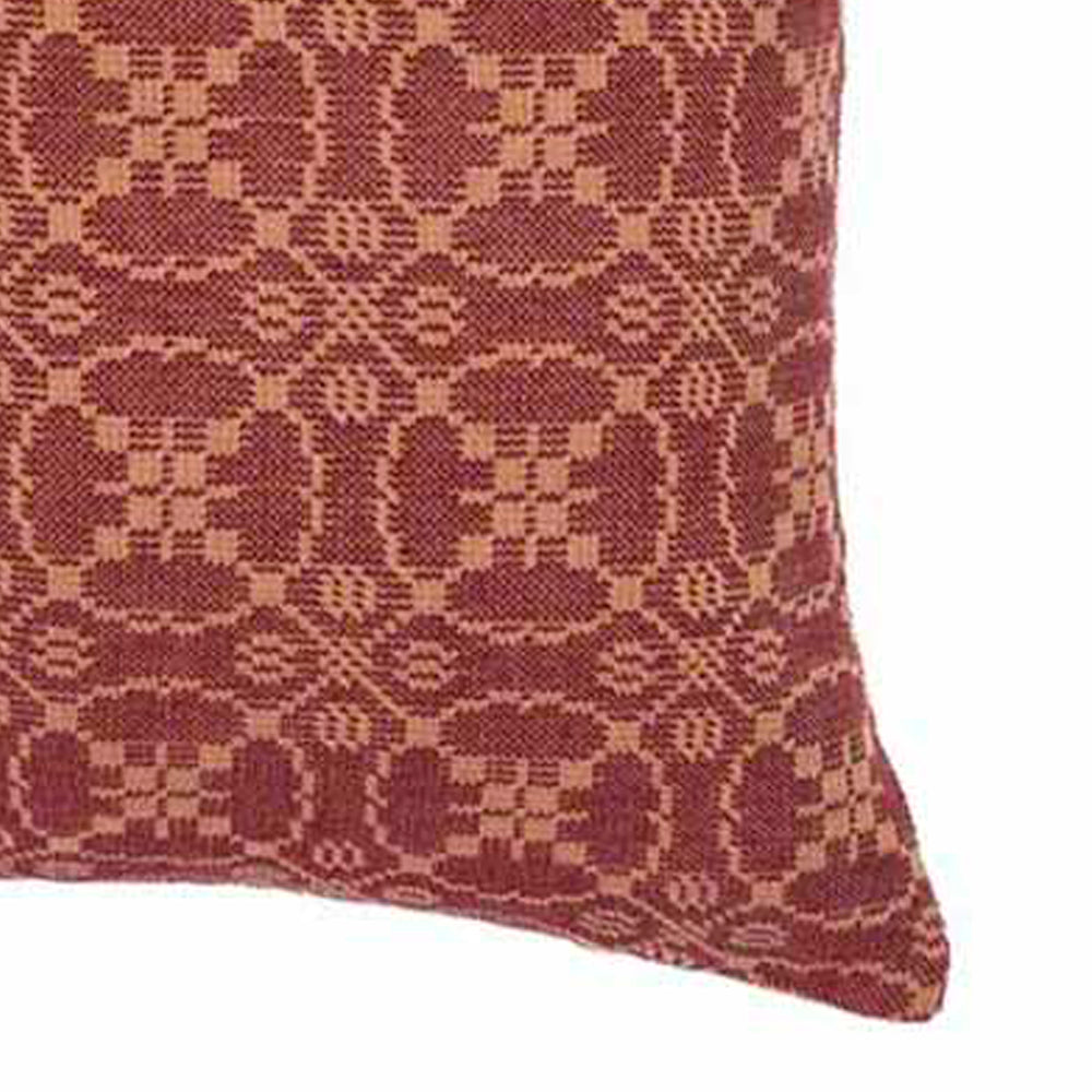 Barn Red Tan Marshfield Jacquard Pillow Cover - Interiors by Elizabeth