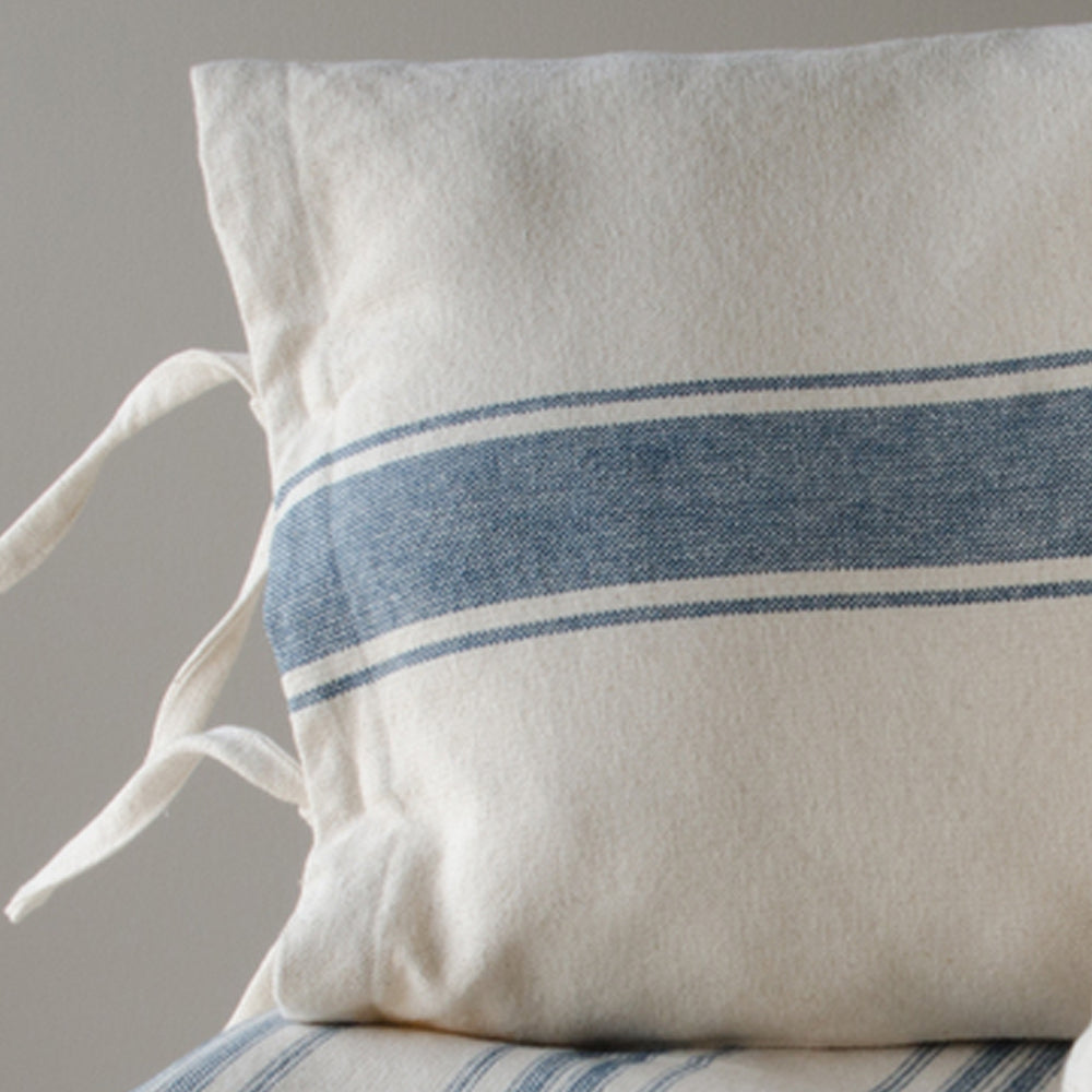Colonial Blue Cream Grain Sack Stripe Pillow Cover