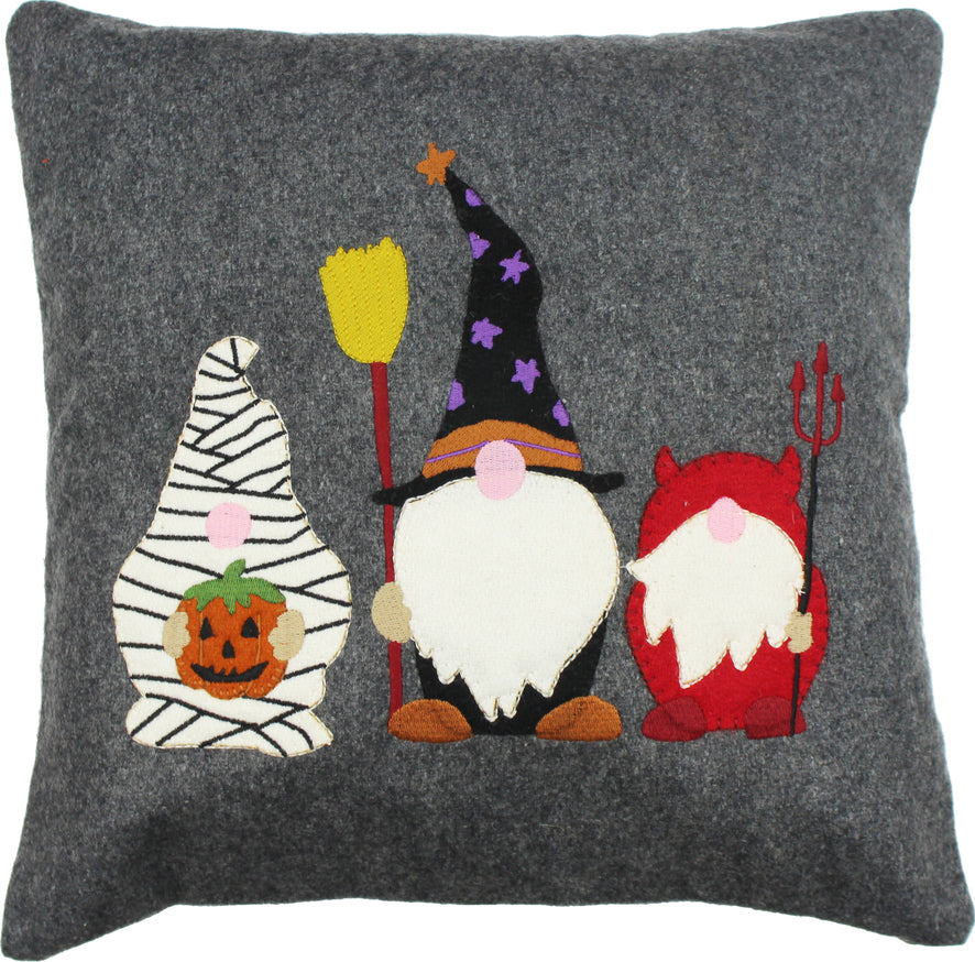 Halloween Gnomes Gray Pillow  - Interiors by Elizabeth