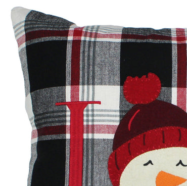 Winter Plaid Black, Red, Cream Pillow PL043019