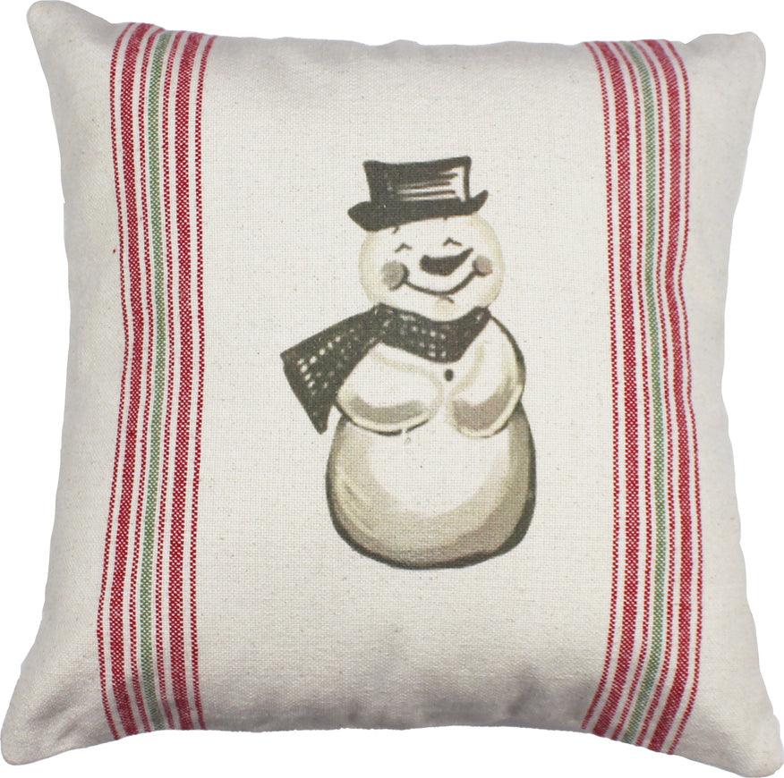 Holiday Grain Sack Cream, Red, Grn Pillow  - Interiors by Elizabeth