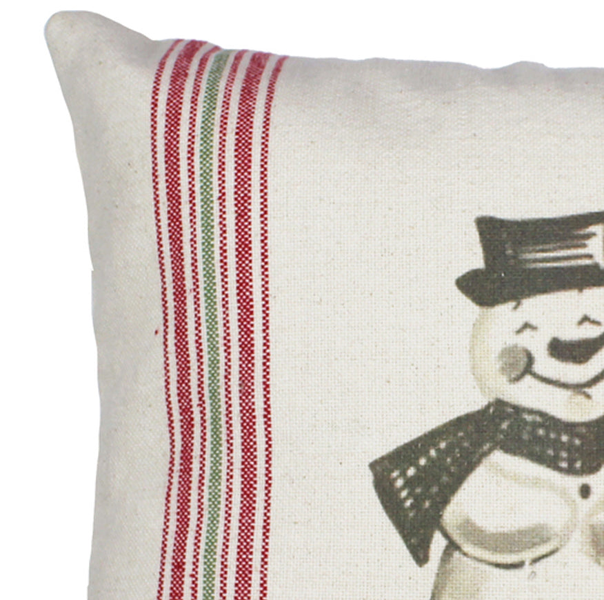 Holiday Grain Sack Cream, Red, Grn Pillow PL064019