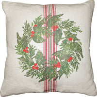 Thumbnail for Holiday Grain Sack Cream, Red, Grn Pillow  - Interiors by Elizabeth