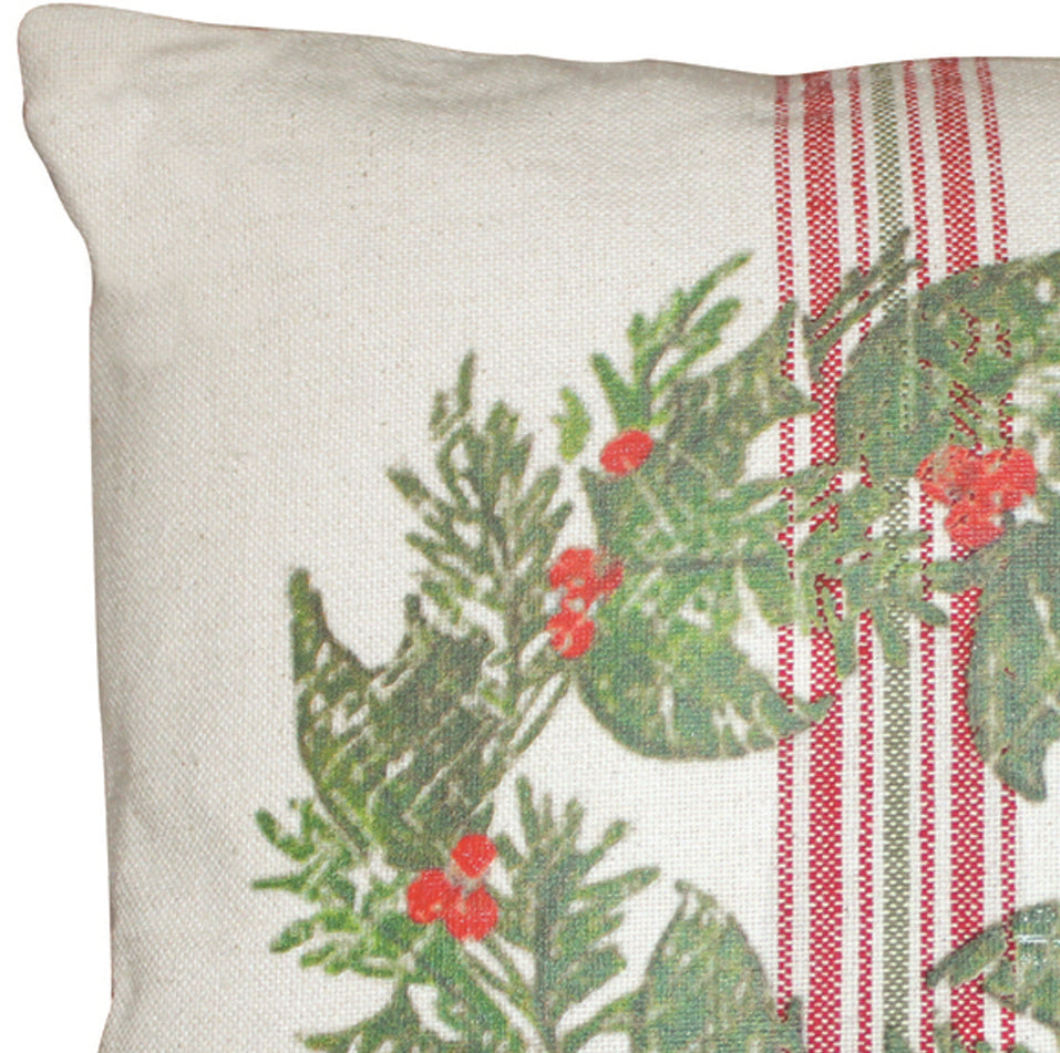Holiday Grain Sack Cream, Red, Grn Pillow PL064020