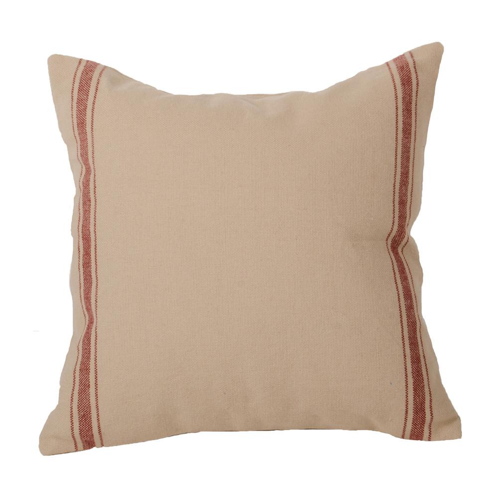 Grain Sack-Barn Red Grain Sack Stripe Barn Red Pillow - Interiors by Elizabeth