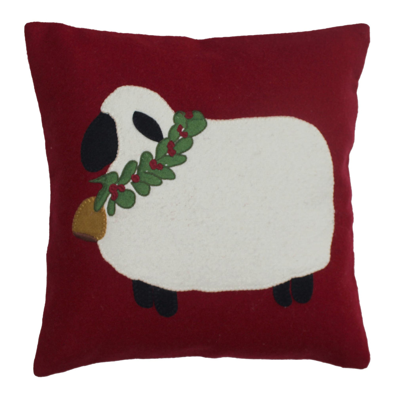C Christmas Sheep Wool Felt Pillow 14 In - Interiors by Elizabeth