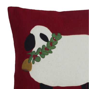 C Christmas Sheep Wool Felt Pillow 14 In PL784202