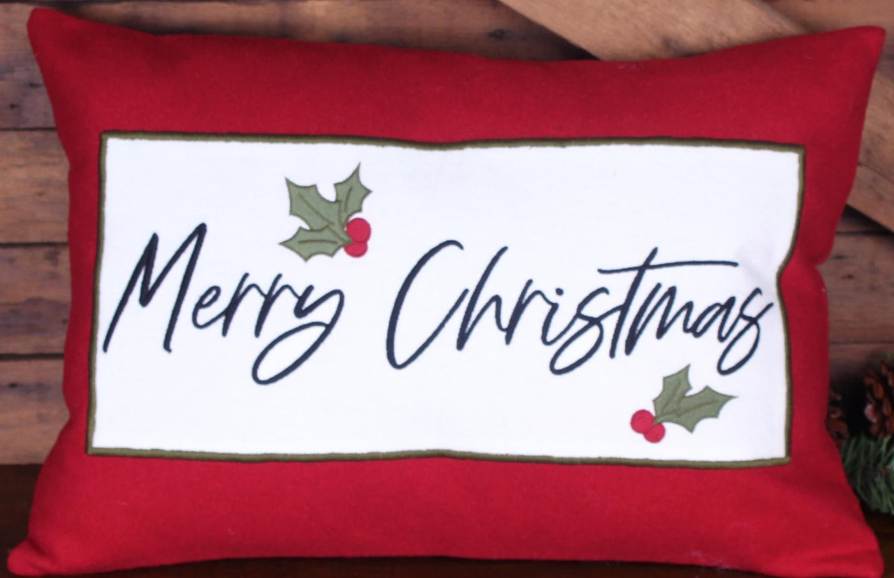 C Merry Christmas Pillow 14 Inx20 In - Interiors by Elizabeth