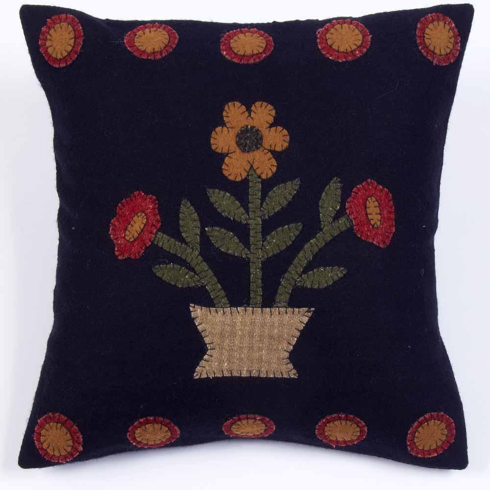 Black-Mustard Blooms Pillow - Interiors by Elizabeth