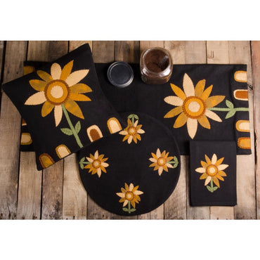 Sunflower Power Pillow Black - Interiors by Elizabeth