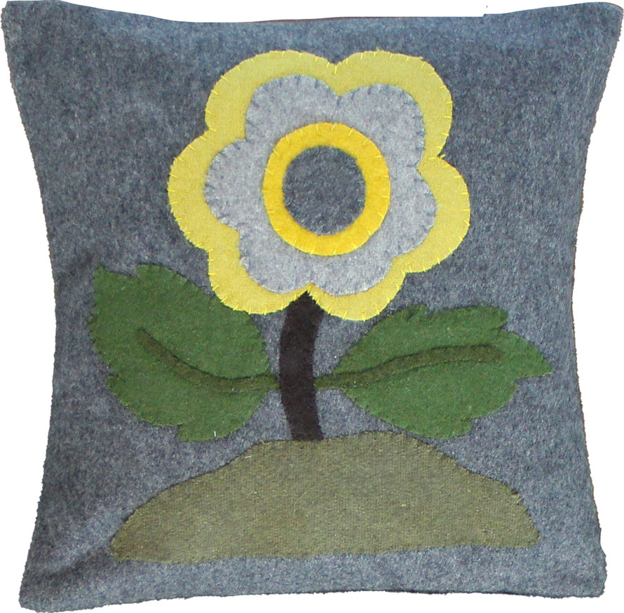 Yellow Flower Gray Pillow  - Interiors by Elizabeth