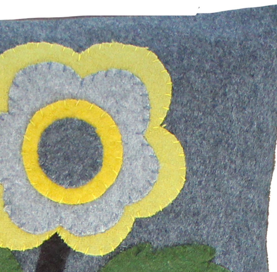 Yellow Flower Gray Pillow PLGP1013