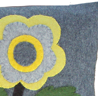Yellow Flower Gray Pillow PLGP1013