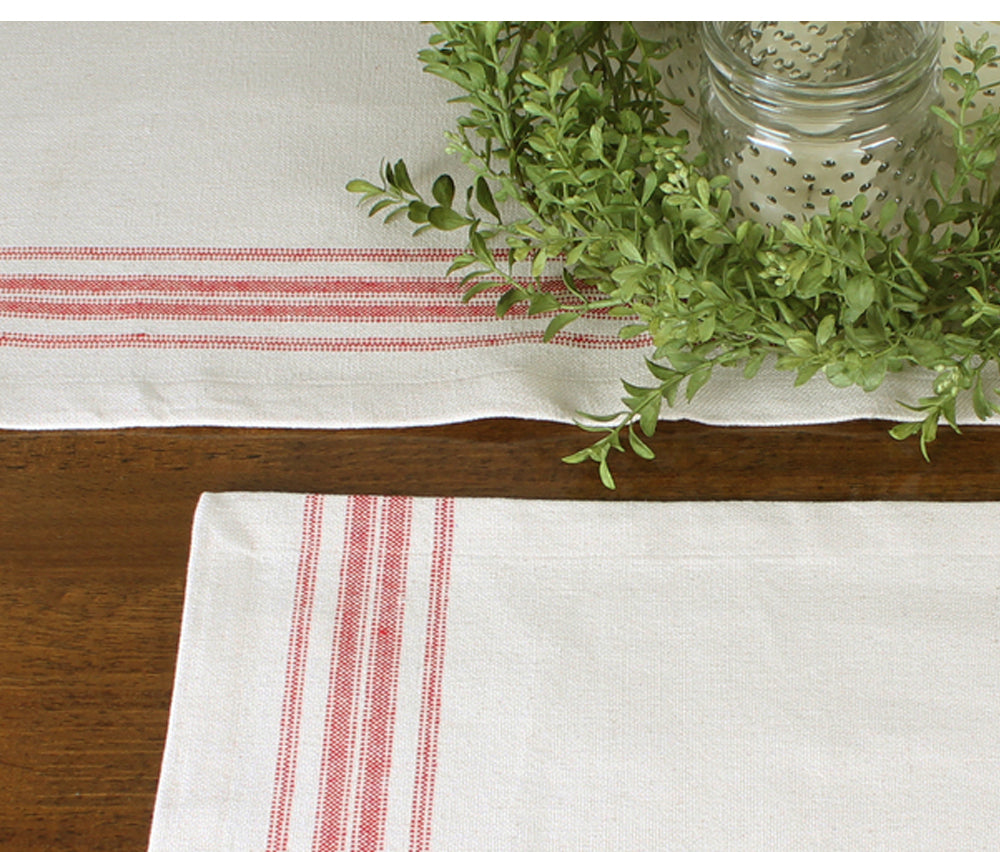 Red Grain Sack Cream,Red Placemat PM074010