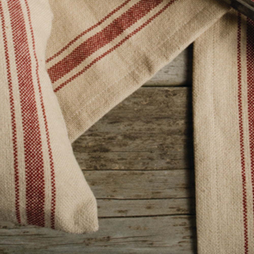 Grain Sack Barn Red Grain Sack Stripe Barn Red Placemat Set Of Six - Interiors by Elizabeth