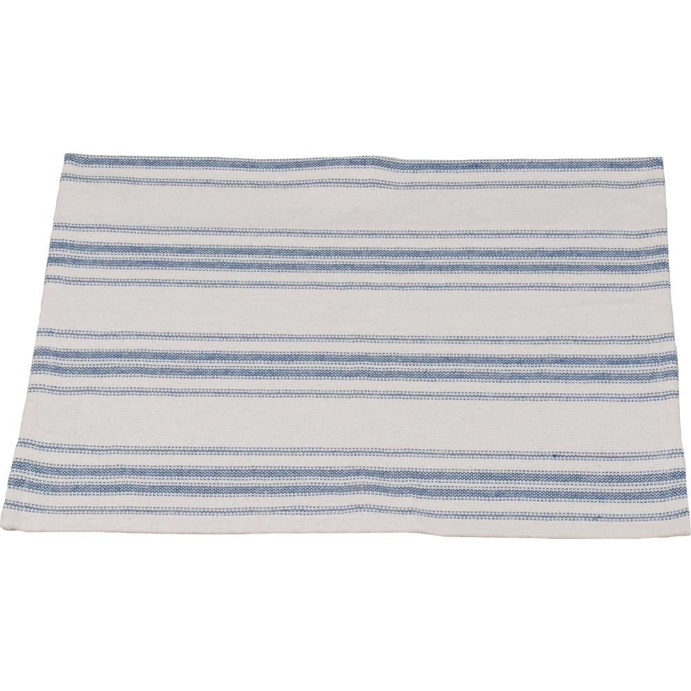 Colonial Blue-Cream Grain Sack Stripe Placemat - Set of Six - Interiors by Elizabeth