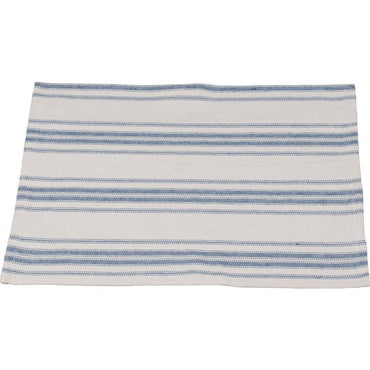 Colonial Blue-Cream Grain Sack Stripe Placemat - Set of Six - Interiors by Elizabeth