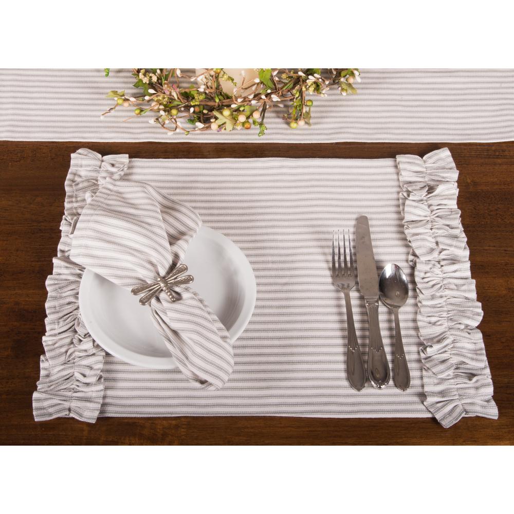 Grey Ticking Ruffle Placemat-  Interiors by Elizabeth