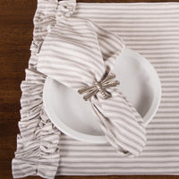 Thumbnail for Grey Ticking Ruffle Placemat set of Six