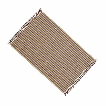 Barn Red-Nutmeg York Ticking Placemat - Set of Six - Interiors by Elizabeth