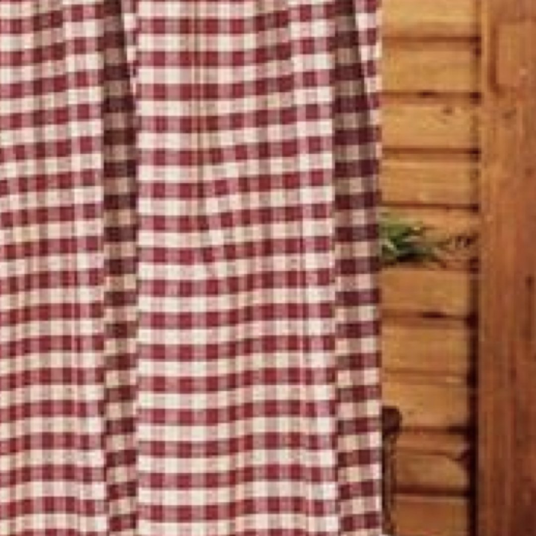 Barn Red-Nutmeg Heritage House Check Barn Red Shower Curtain - Interiors by Elizabeth