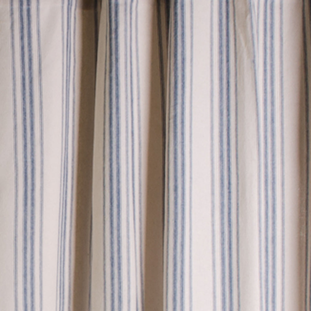 Cream Colonial Blue Grain Sack Stripe Shower Curtain