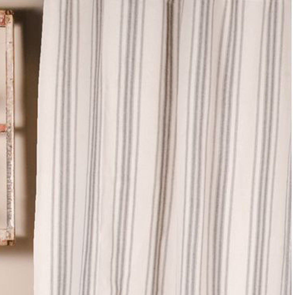 Grain Sack Stripe Pewter Cream Shower Curtain