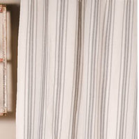 Thumbnail for Grain Sack Stripe Pewter Cream Shower Curtain