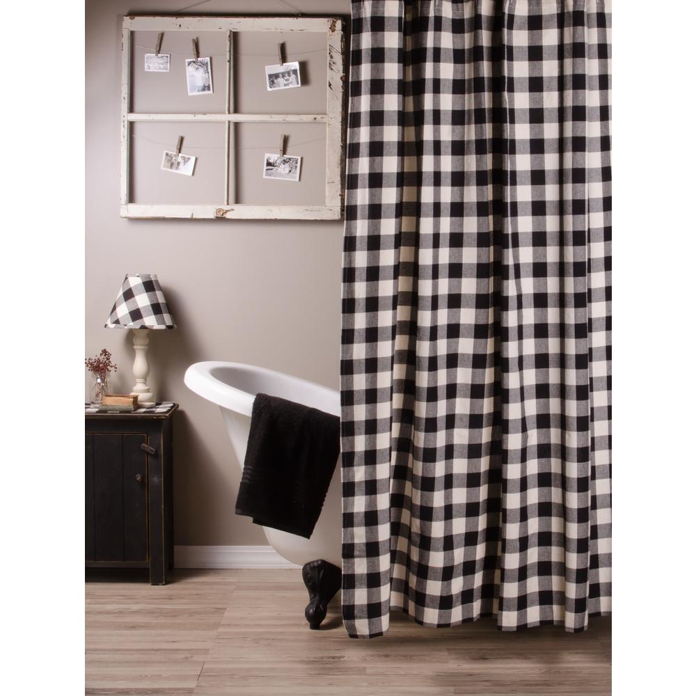thumbnail image 2 of Kate Aurora Blair Farmhouse Black & White Buffalo Plaid Shower Curtain, 72x72, Cotton Blend 2 of 6