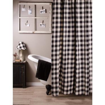 Black-Buttermilk Buffalo Check Shower Curtain - Interiors by Elizabeth