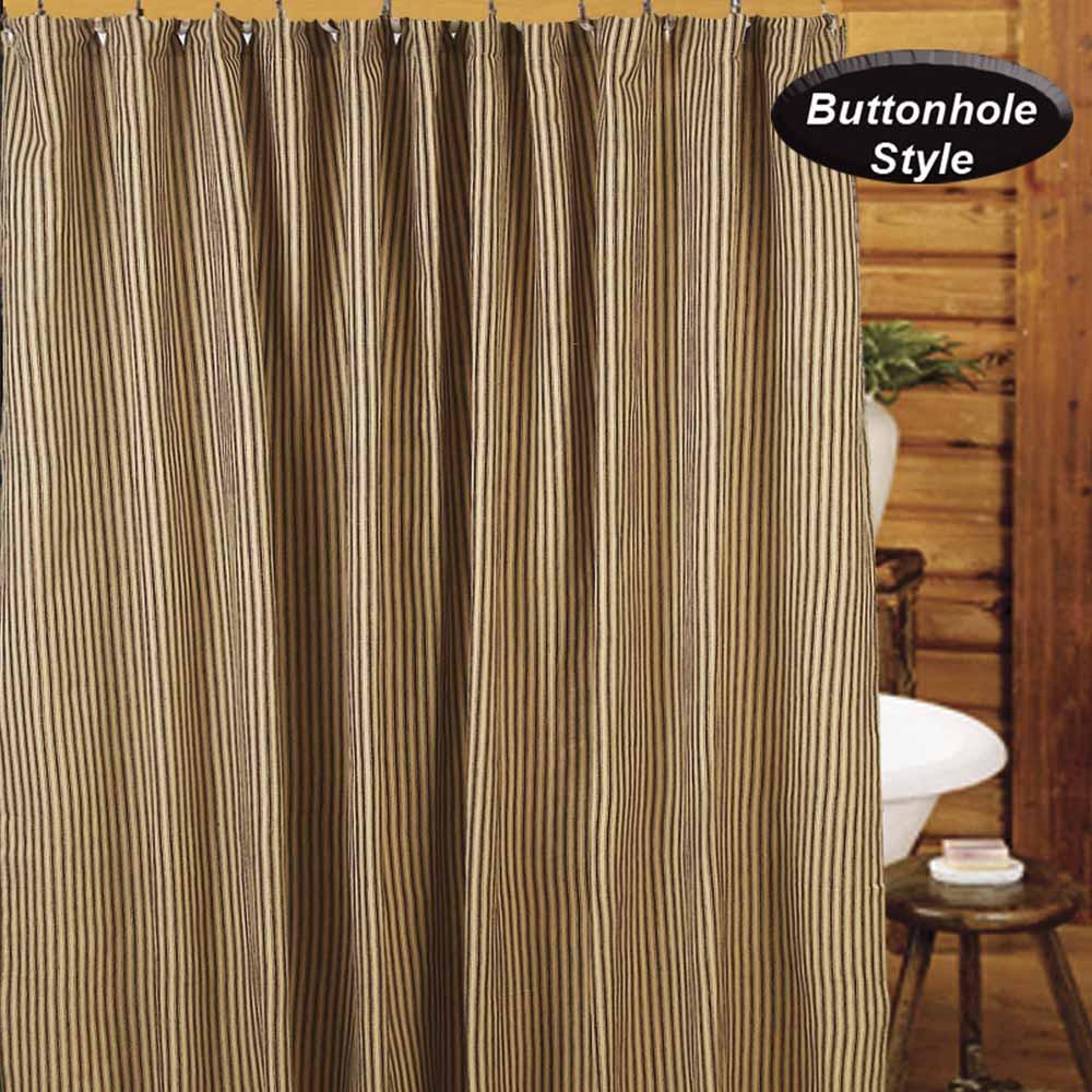 Black-Nutmeg York Ticking Shower Curtain - Interiors by Elizabeth