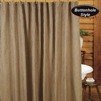 Thumbnail for Black-Nutmeg York Ticking Shower Curtain - Interiors by Elizabeth