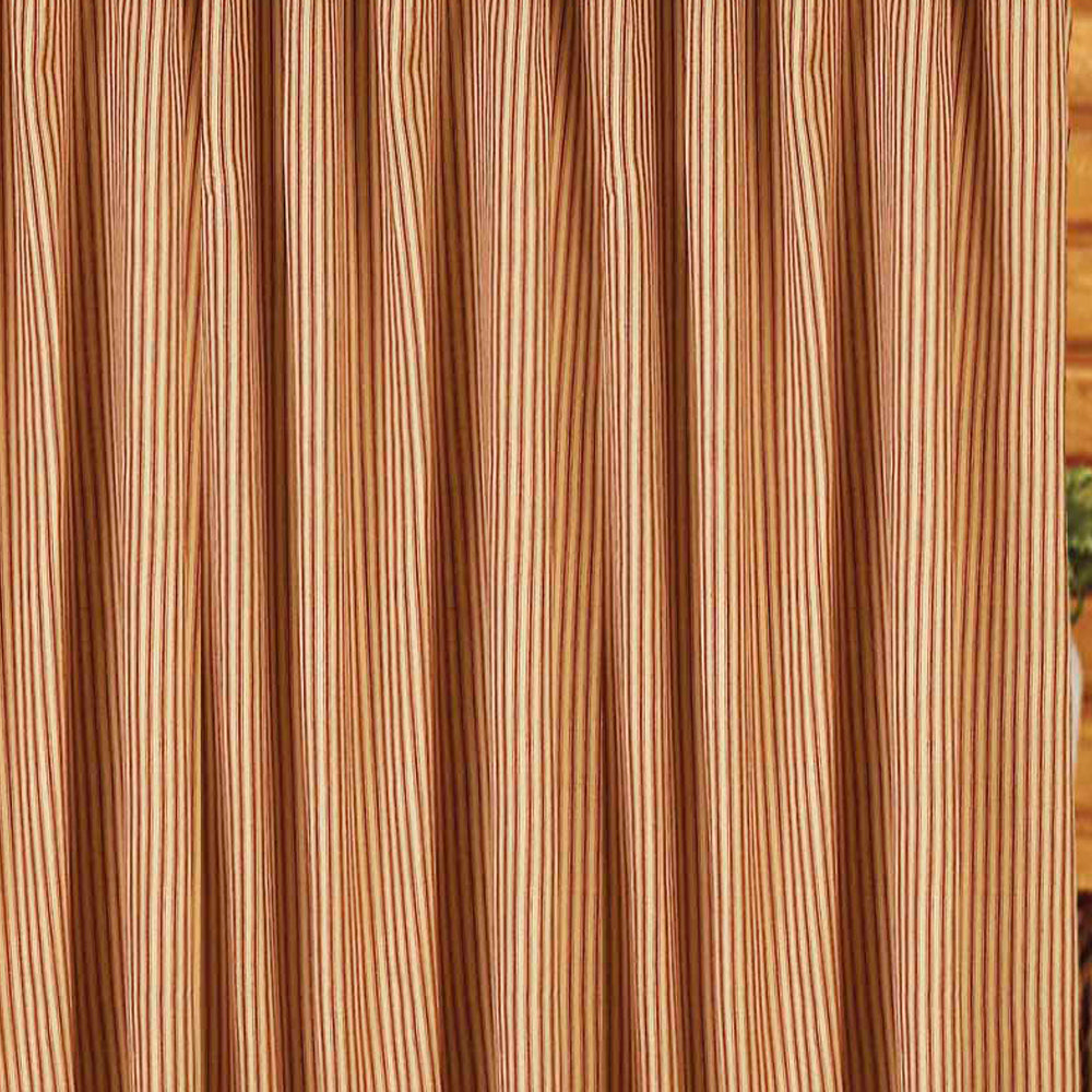 Barn Red Nutmeg York Ticking Shower Curtain - Interiors by Elizabeth