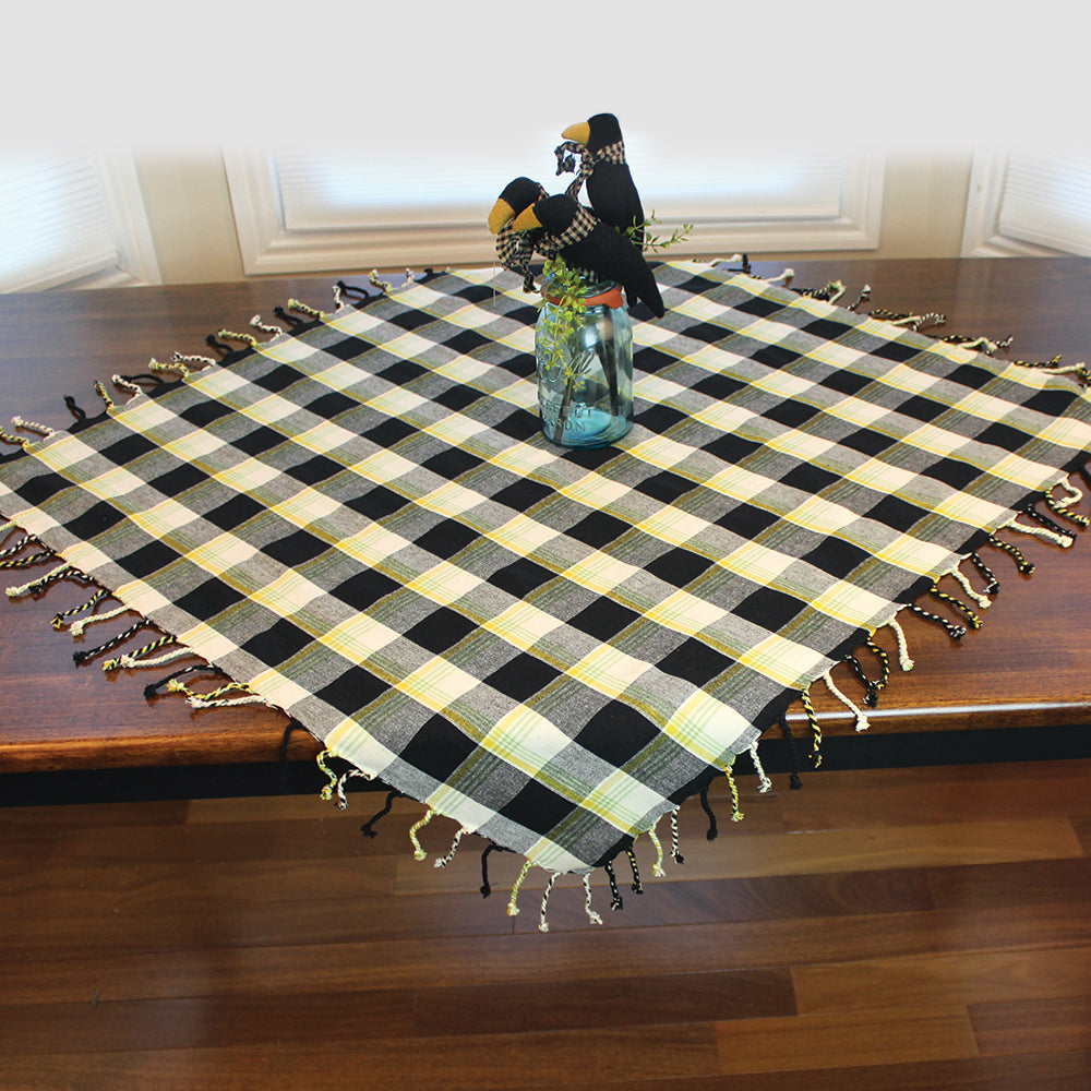 Sunflower Buffalo Check Table Square - Interiors by Elizabeth