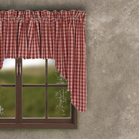 Thumbnail for Barn Red-Nutmeg Heritage House Check Barn Red Swag - Lined - Interiors by Elizabeth