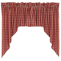 Thumbnail for Barn Red Nutmeg Heritage House Check Barn Red Swag Lined - Interiors by Elizabeth