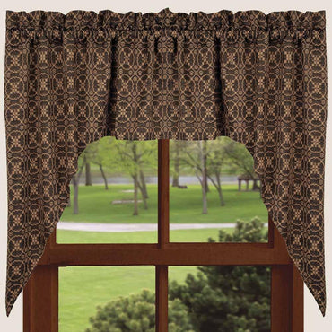 Black-Tan Marshfield Jacquard Swag - Lined - Interiors by Elizabeth
