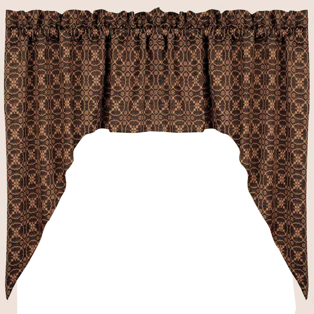 Black Tan Marshfield Jacquard Swag Lined - Interiors by Elizabeth