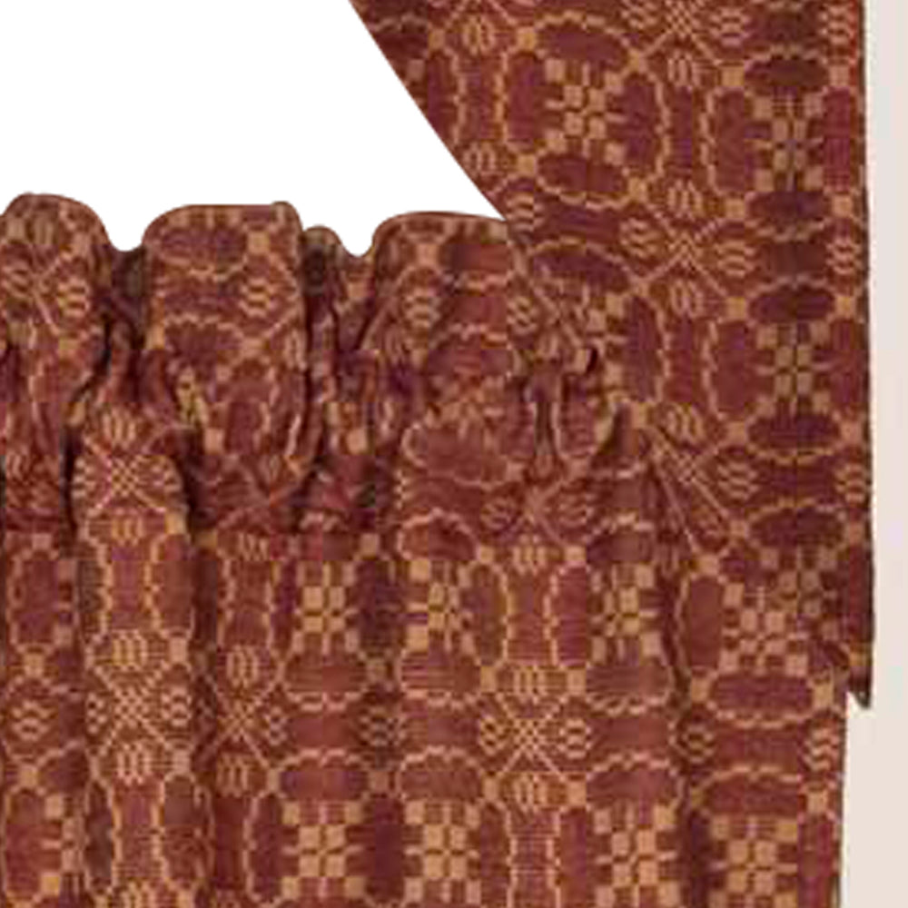 Barn Red Tan Marshfield Jacquard Swag Lined - Interiors by Elizabeth