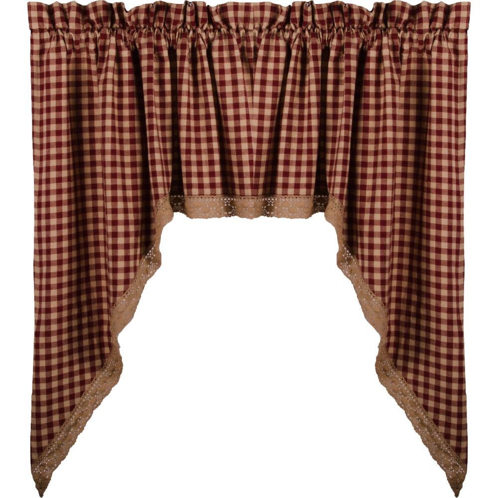 Barn Red-Nutmeg Heritage House Lace Swag - Lined - Interiors by Elizabeth
