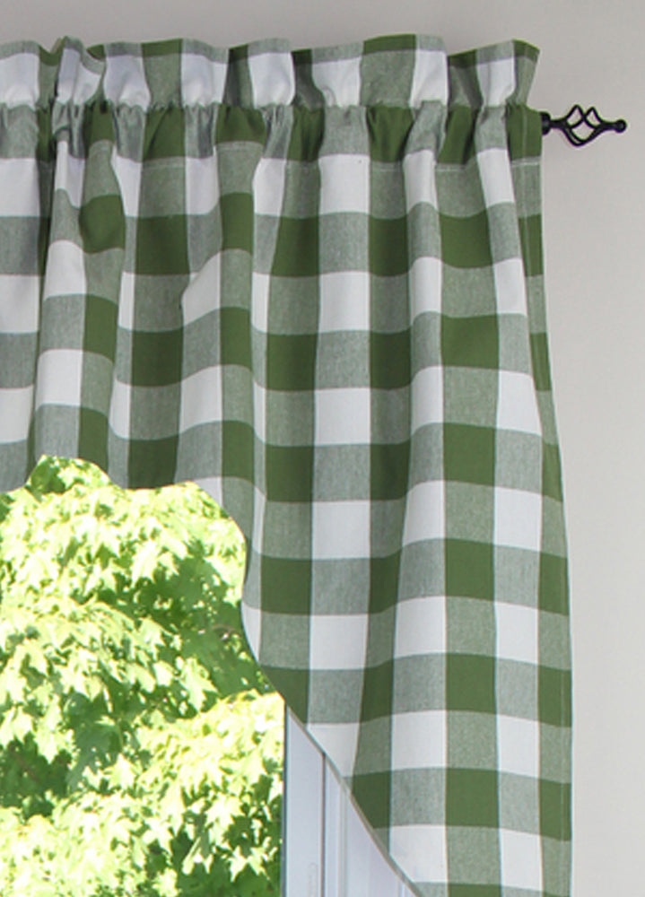 Sage Buffalo Check Blanket Scarf with Leather Detail
