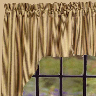 Black Nutmeg York Ticking Swag Lined - Interiors by Elizabeth