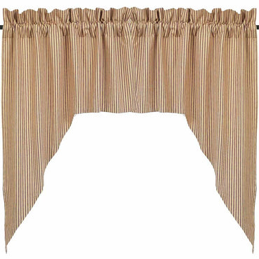 Barn Red-Nutmeg York Ticking Swag - Lined - Interiors by Elizabeth