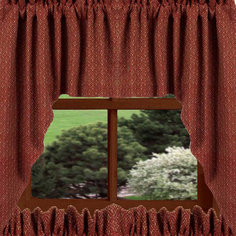 Barn Red Oat Philmont Jacquard 36" Tiers Lined - Interiors by Elizabeth