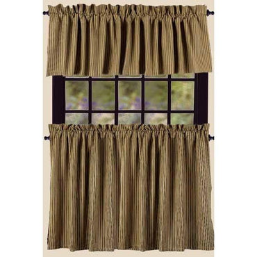 Black-Nutmeg York Ticking 36" Tiers - Lined - Interiors by Elizabeth