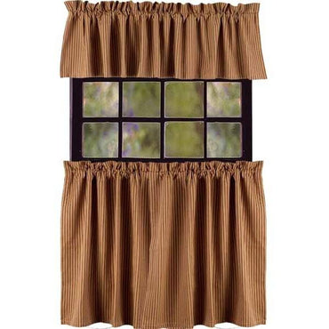 Barn Red-Nutmeg York Ticking 36" Tiers - Lined - Interiors by Elizabeth